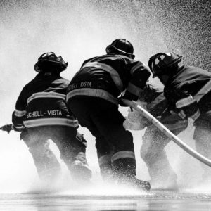 firefighters who will be treated by healthcare workers for  burns